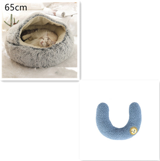 Pet 2 In 1 Round Plush Warm Winter Bed