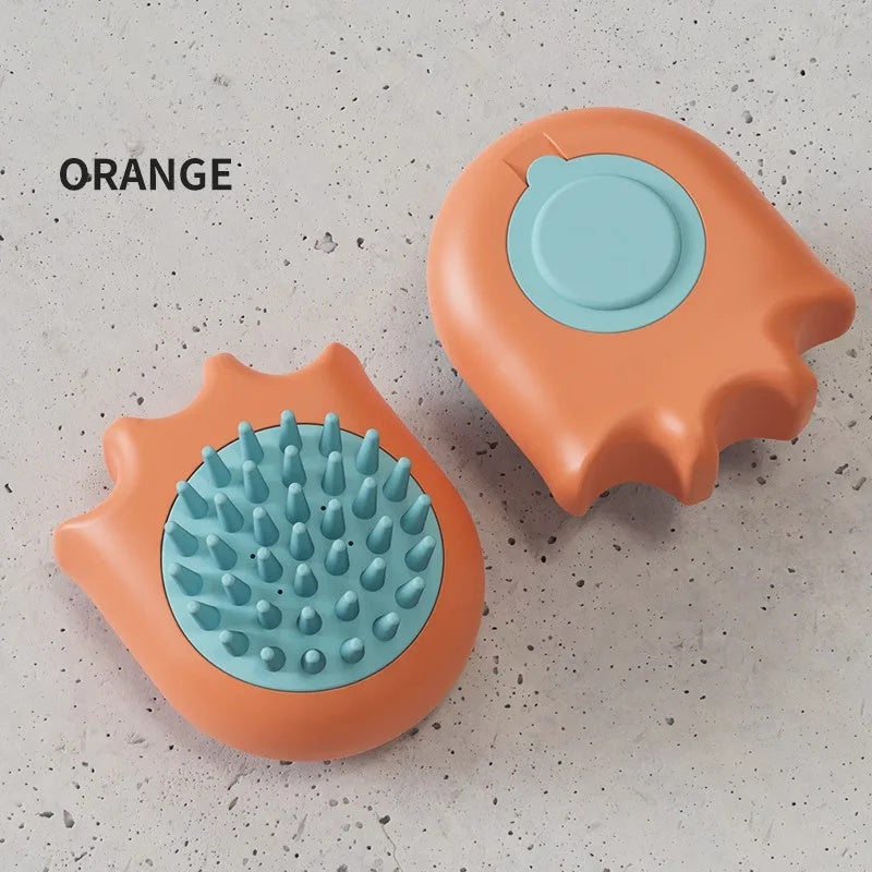 Pet Bath Massage Brush Shampoo Dispensing Cleaning Comb