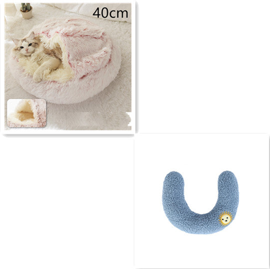 Pet 2 In 1 Round Plush Warm Winter Bed