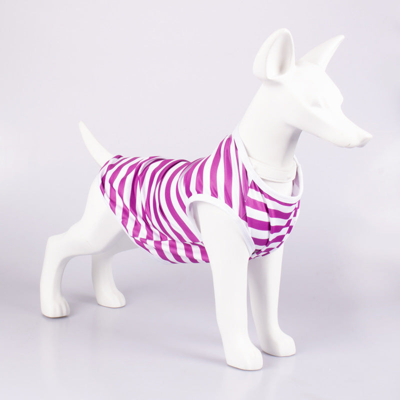 Striped Crew Neck Pet Tank Top T Shirt Apparel