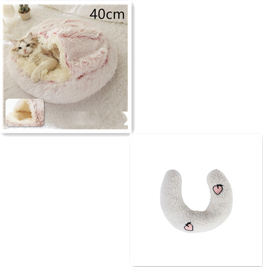 Pet 2 In 1 Round Plush Warm Winter Bed