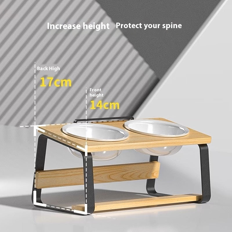 Pet Ceramic Double Bowl Feeding Stand Cervical Spine Support