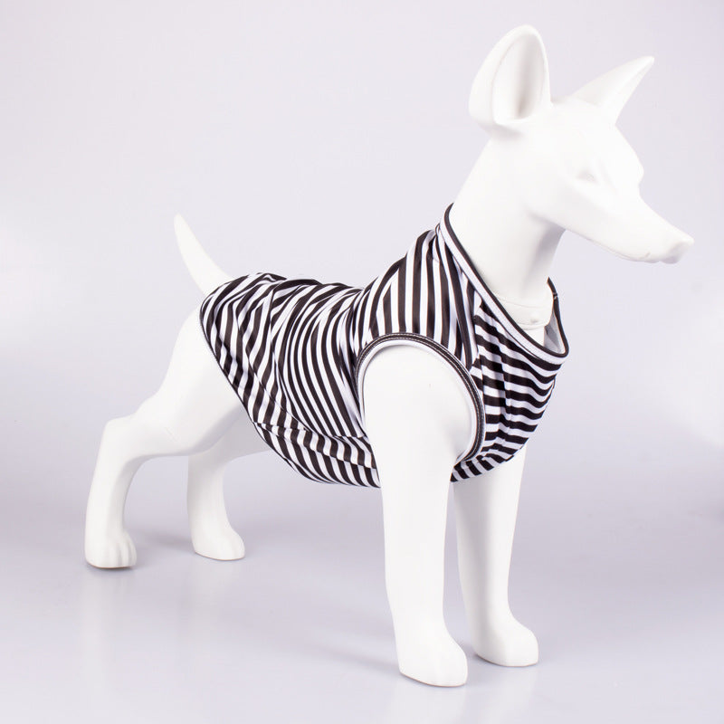 Striped Crew Neck Pet Tank Top T Shirt Apparel