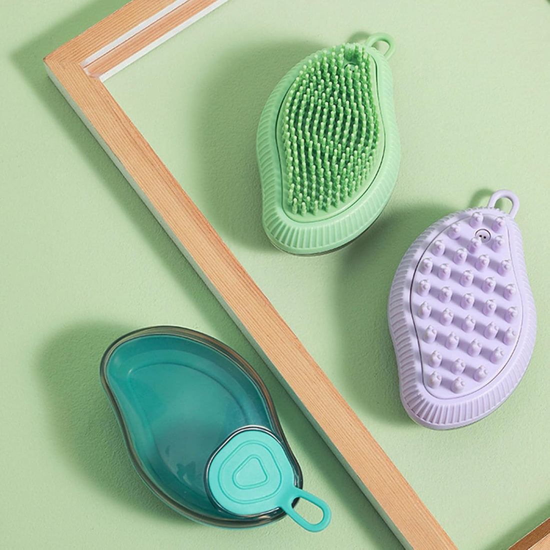 Silicone Pet Bath Brush With Shampoo Dispenser Grooming Tool