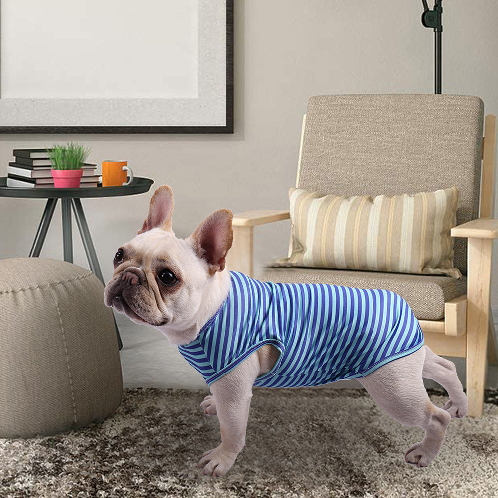 Striped Crew Neck Pet Tank Top T Shirt Apparel