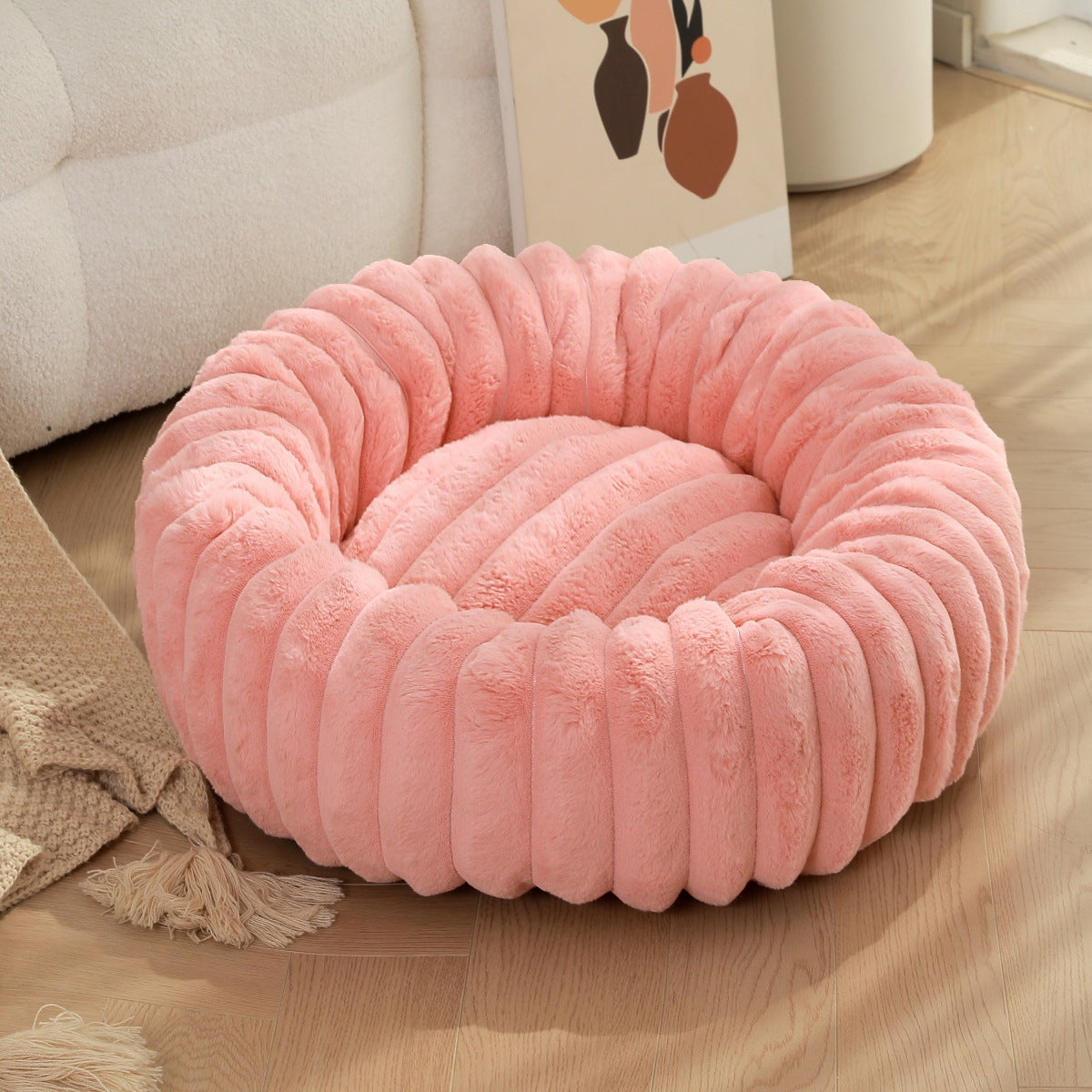 Pet Heavyweight Plush Round Warm Winter Nest Bed