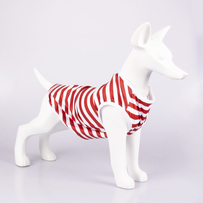 Striped Crew Neck Pet Tank Top T Shirt Apparel