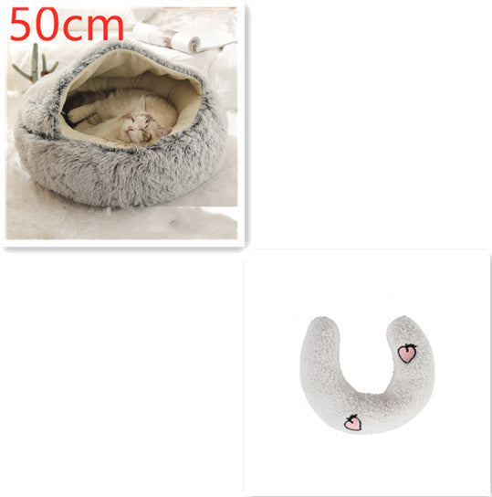 Pet 2 In 1 Round Plush Warm Winter Bed
