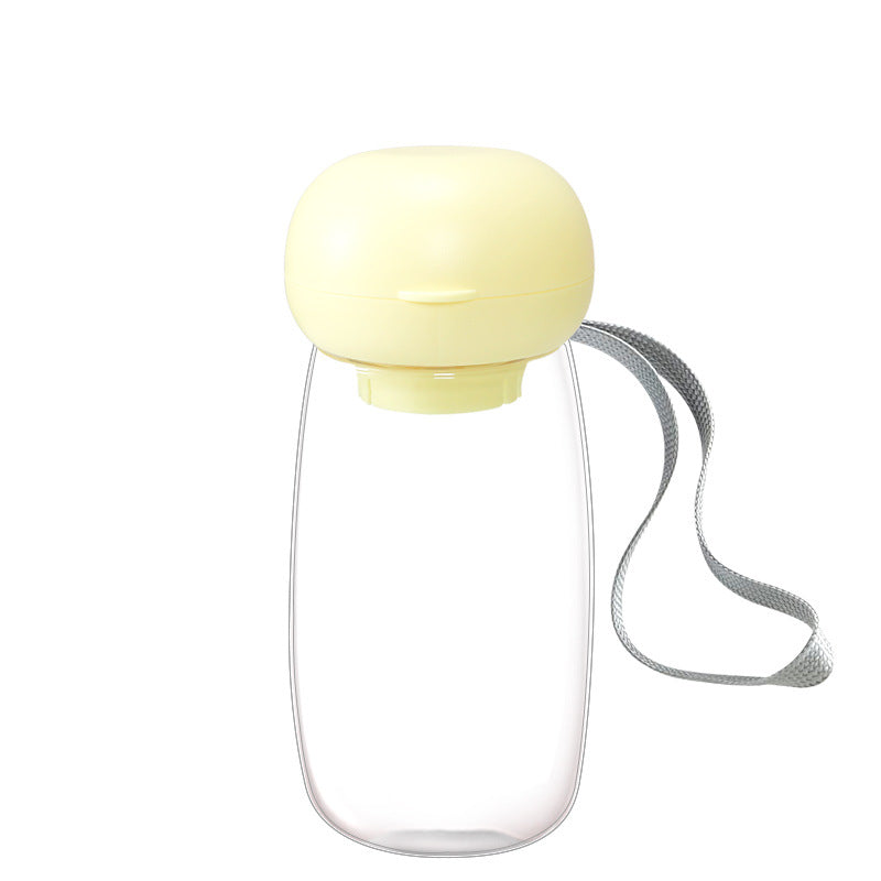 Portable Pet Water Bottle With Drinking Bowl Lanyard Travel Feeder