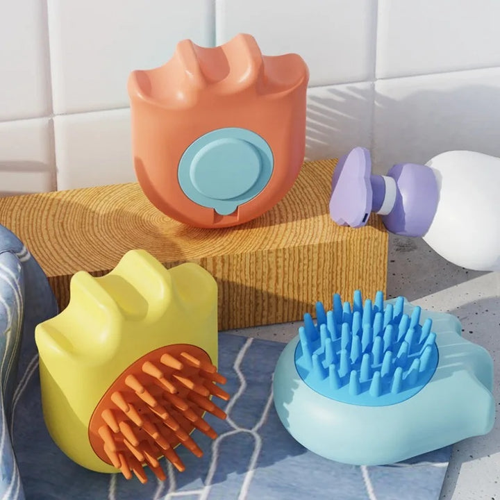 Pet Bath Massage Brush Shampoo Dispensing Cleaning Comb