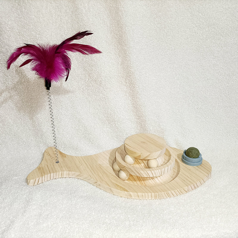Solid Wood Pet Turntable Interactive Stick And Chew Toy