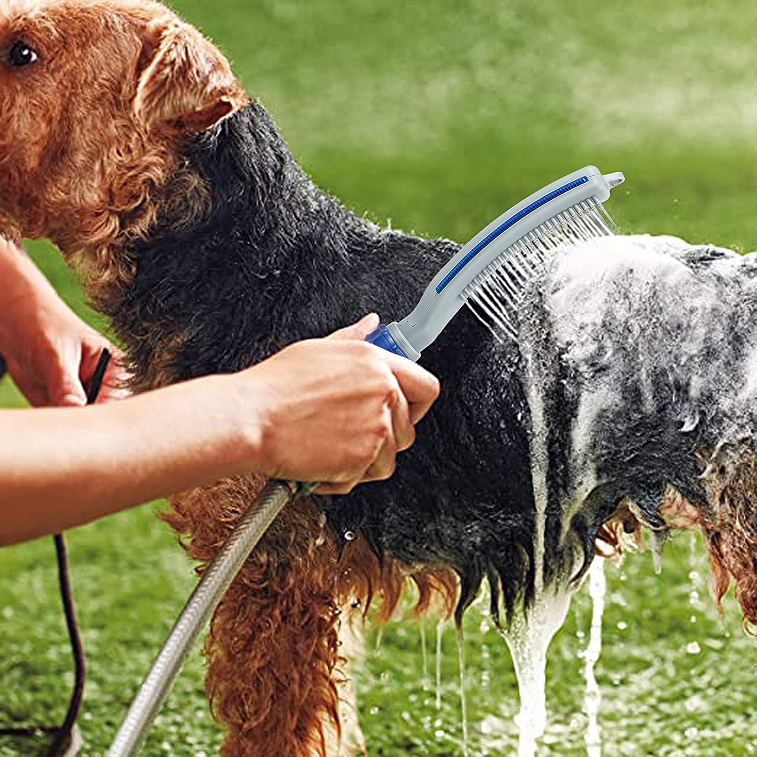 Pet Bath Brush With Shower Hose Cleaning Tool