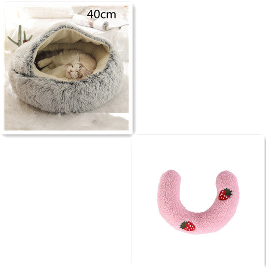 Pet 2 In 1 Round Plush Warm Winter Bed