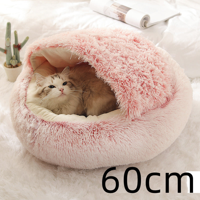Pet 2 In 1 Round Plush Warm Winter Bed