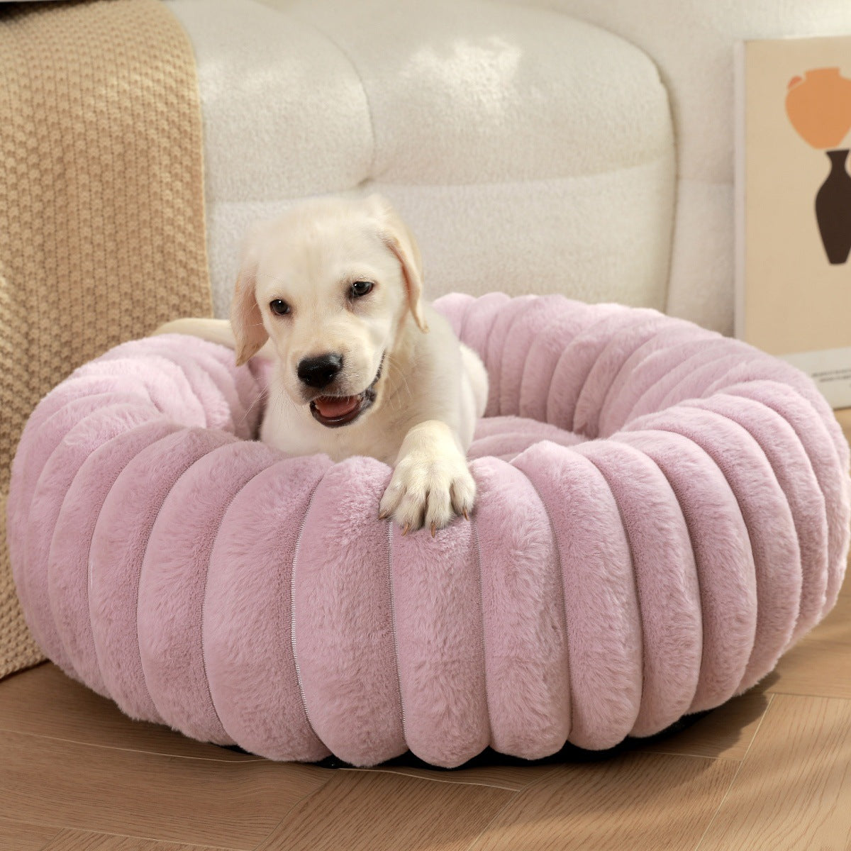 Pet Heavyweight Plush Round Warm Winter Nest Bed