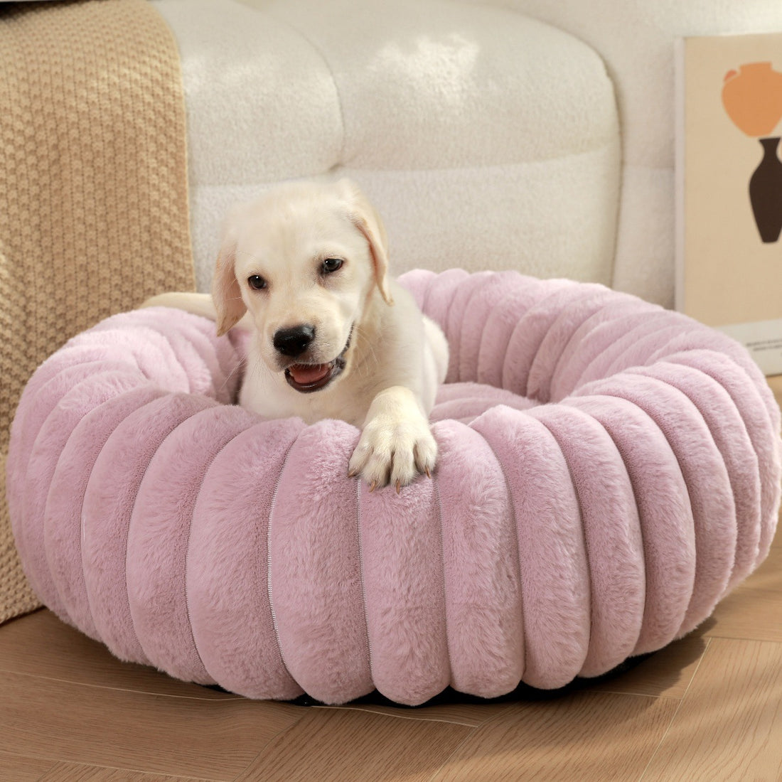 Pet Heavyweight Plush Round Warm Winter Nest Bed