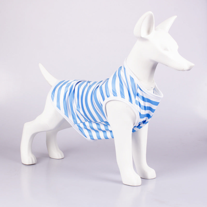 Striped Crew Neck Pet Tank Top T Shirt Apparel