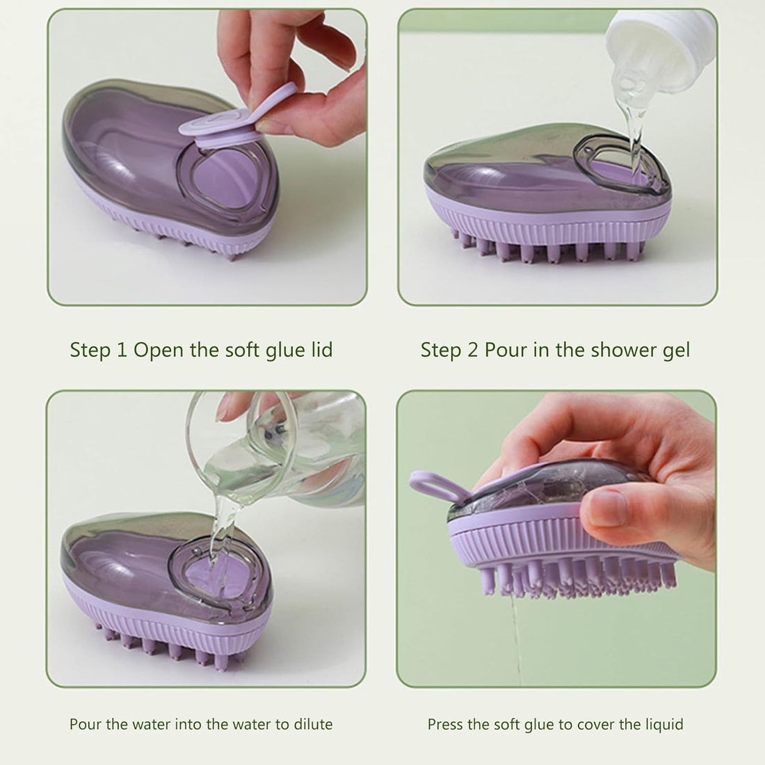 Silicone Pet Bath Brush With Shampoo Dispenser Grooming Tool