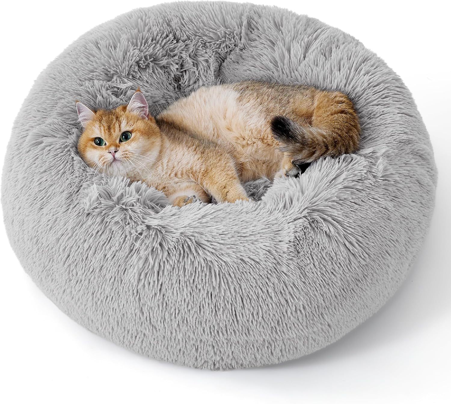 Pet Non-Slip Round Fluffy Plush Indoor Bed