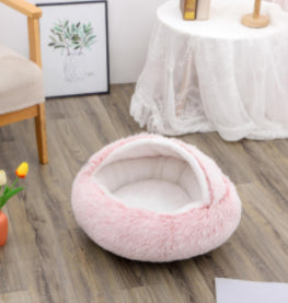 Pet 2 In 1 Round Plush Warm Winter Bed