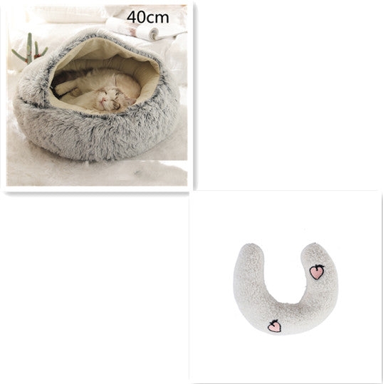 Pet 2 In 1 Round Plush Warm Winter Bed