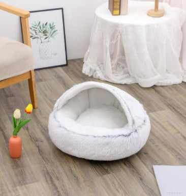 Pet 2 In 1 Round Plush Warm Winter Bed