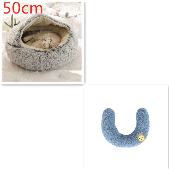 Pet 2 In 1 Round Plush Warm Winter Bed