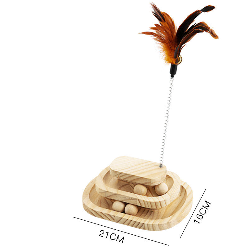Solid Wood Pet Turntable Interactive Stick And Chew Toy