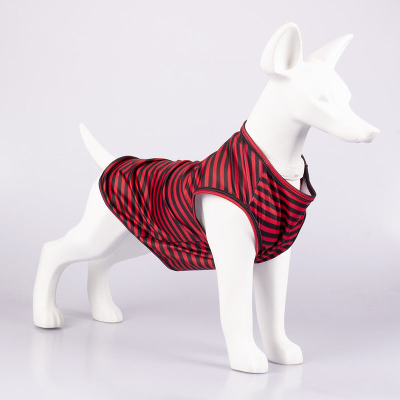 Striped Crew Neck Pet Tank Top T Shirt Apparel