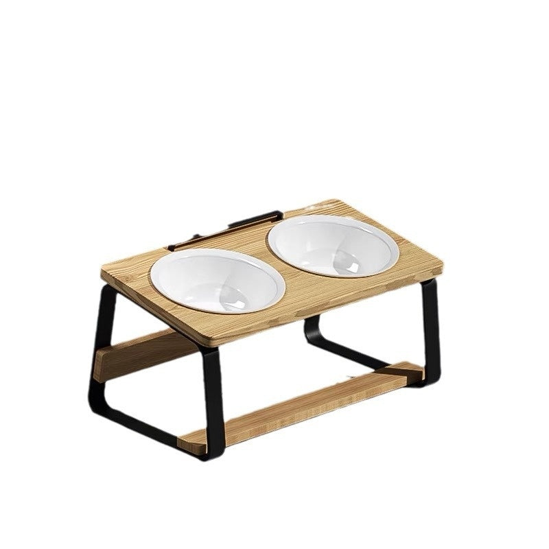 Pet Ceramic Double Bowl Feeding Stand Cervical Spine Support