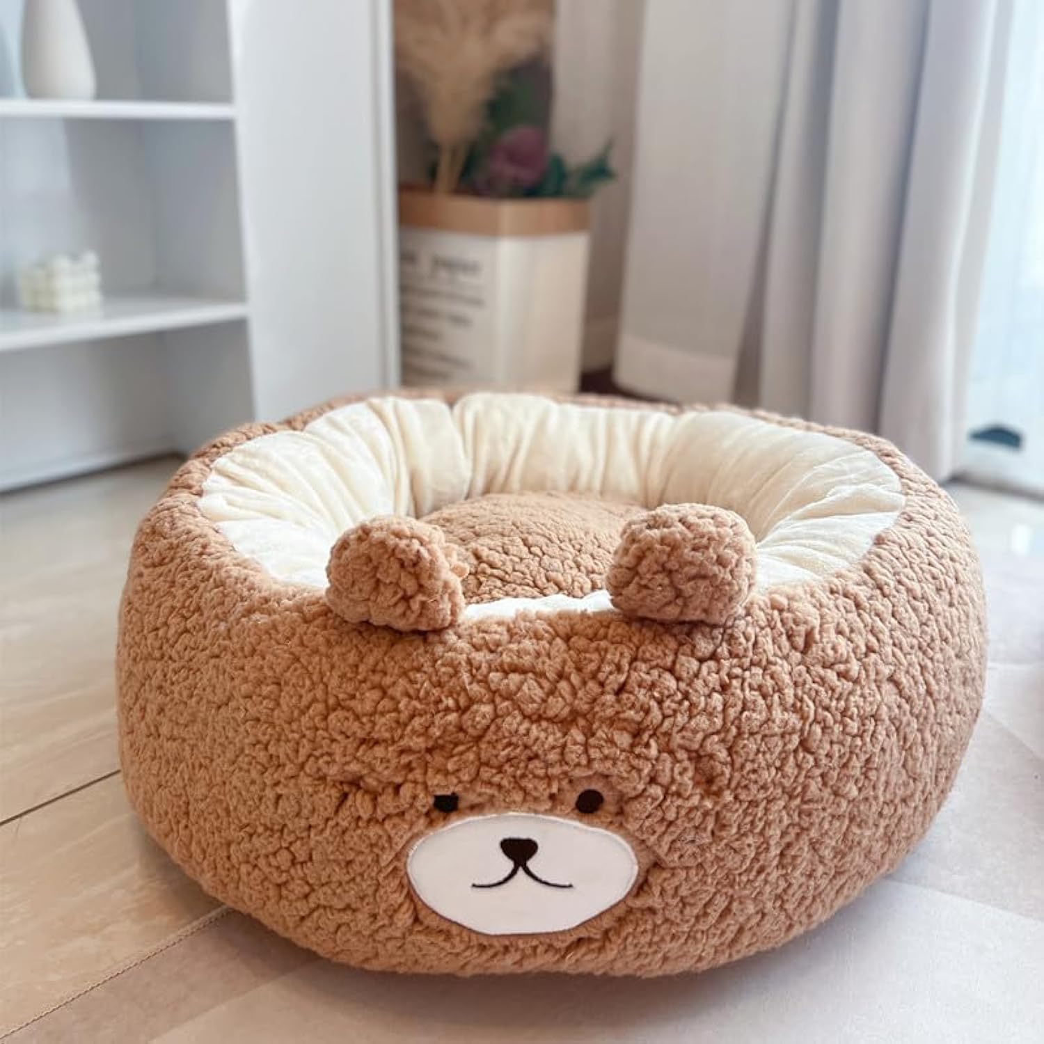 Pet Cartoon Plush Round Four Seasons Nest Bed Cushion