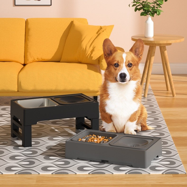 Adjustable Height Double Bowl Stainless Pet Feeding Stand