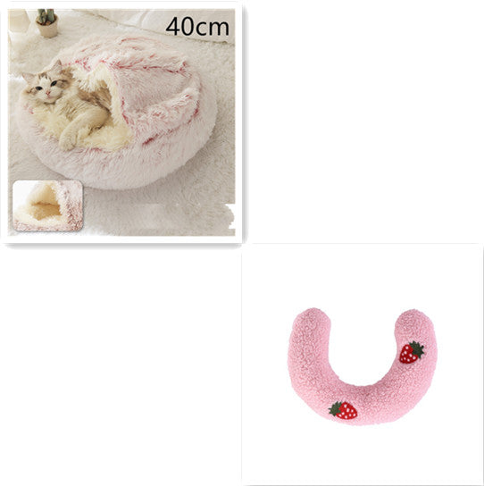 Pet 2 In 1 Round Plush Warm Winter Bed