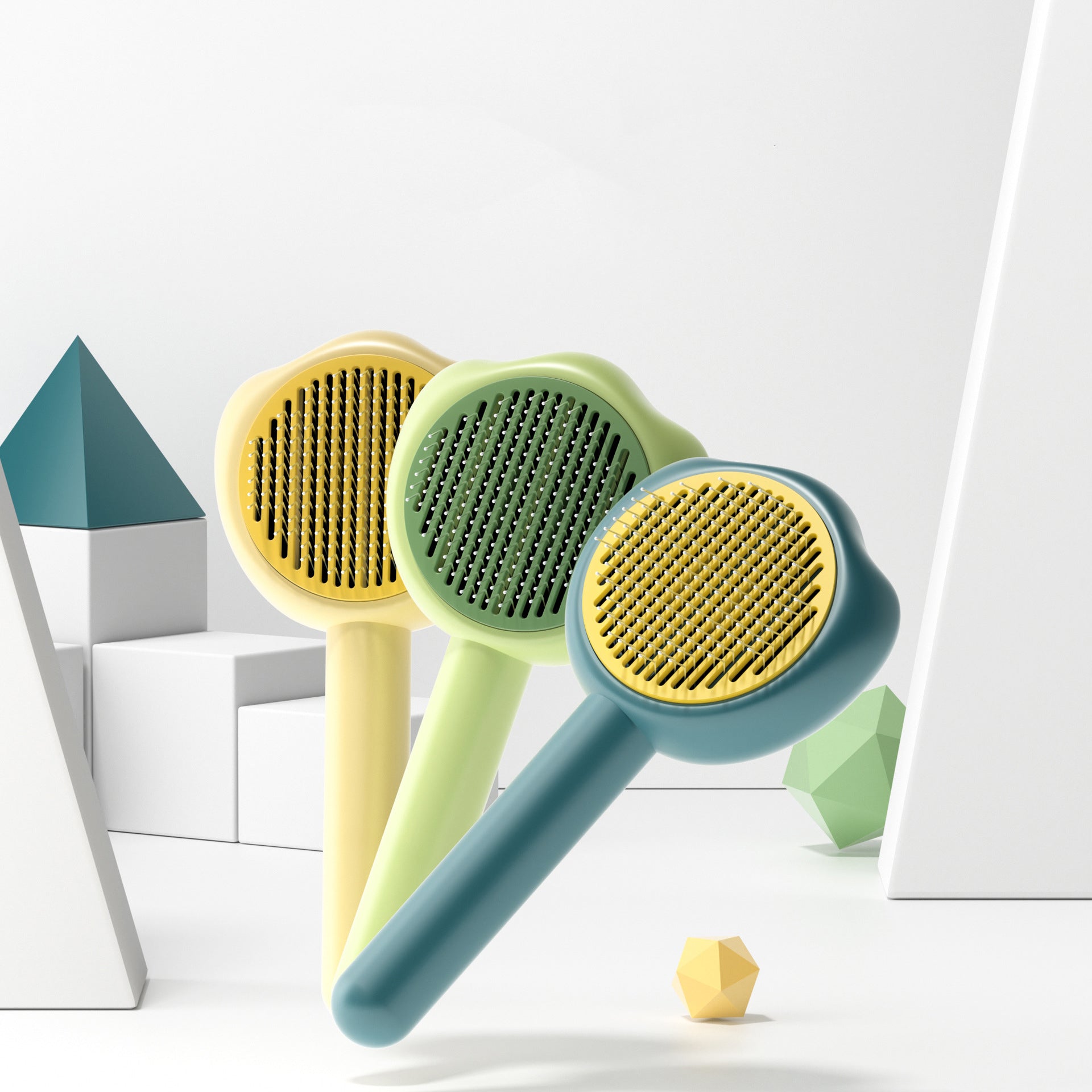 Self Cleaning Pet Hair Remover Grooming Comb Cute Handle Brush